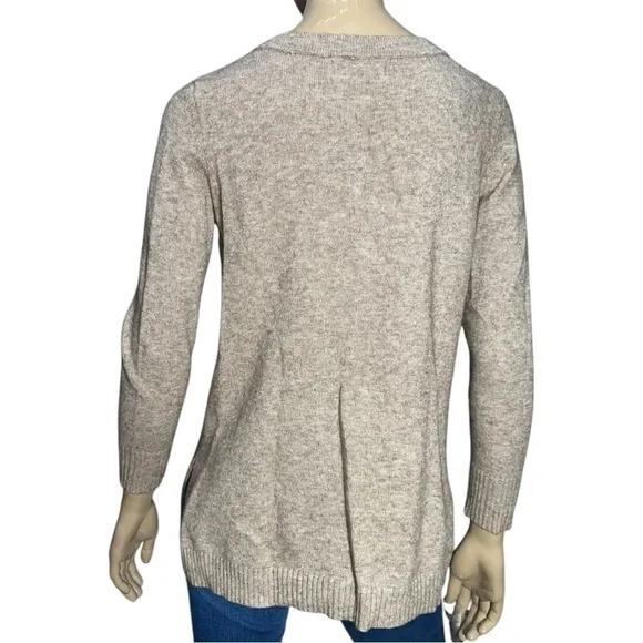 Anthropologie Women’s Size S Tan Button Henley V-Neck Viscose Blend Knit Sweater - Picture 7 of 11